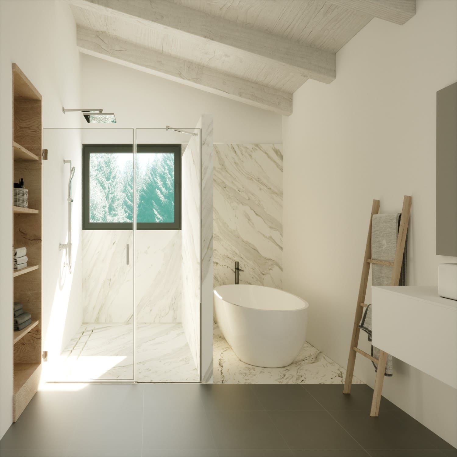 Reformar baño en Barcelona: mampara con separación para ducha y bañera, diseño elegante y funcional