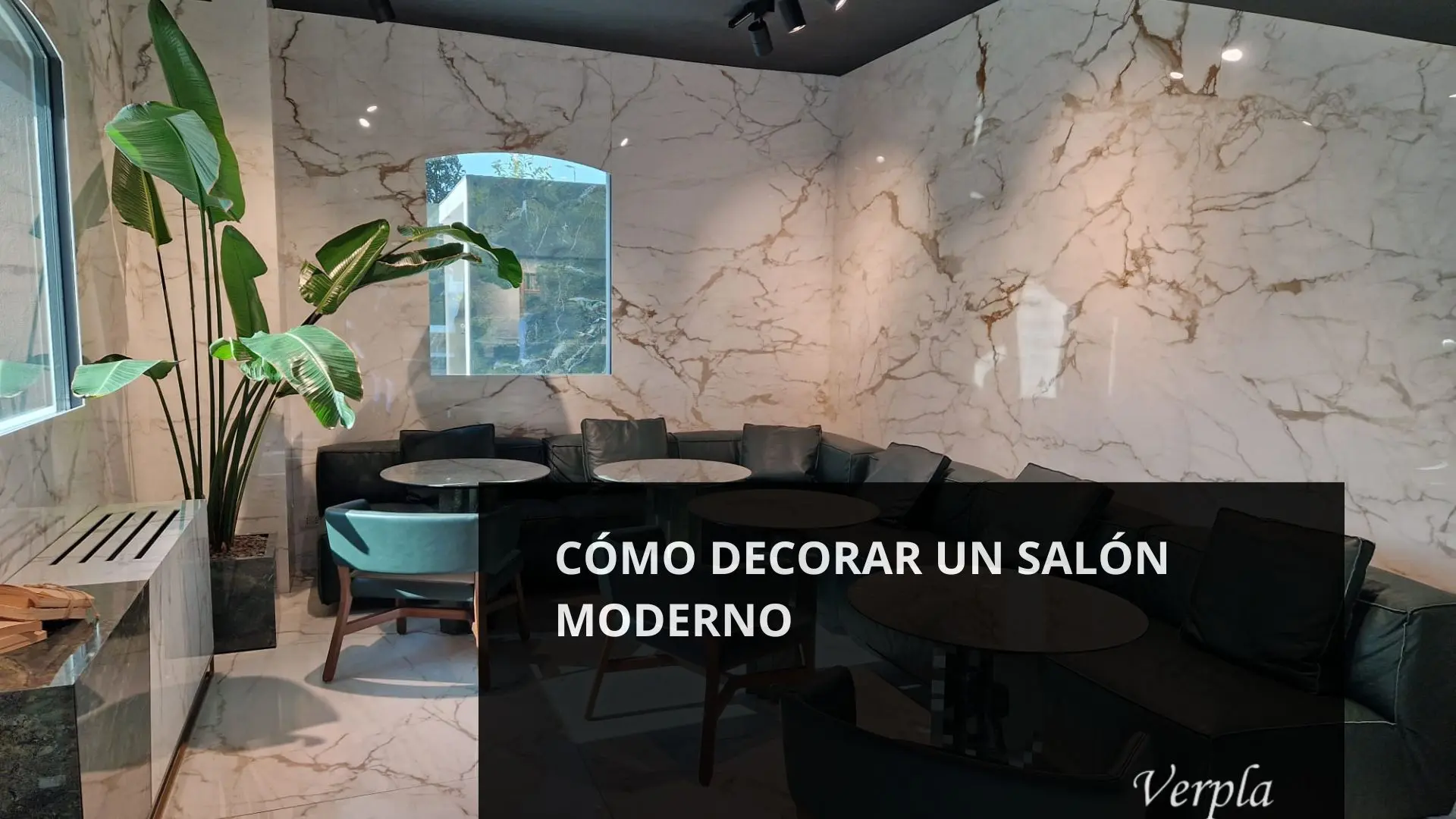 Imagen de salón reformado por Verpla usada como fondo para blog: Cómo decorar un salón moderno